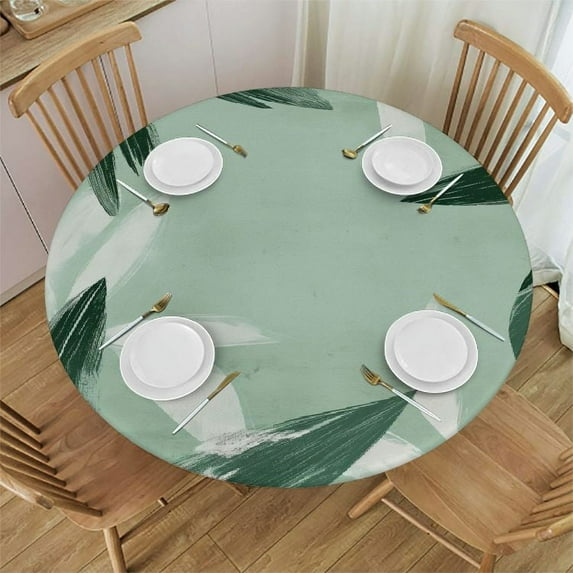 JRXY Palm Leaves with Lush Branches and Leaves, Tropical Jungle Palm Leaves with Charming Colors Round Tablecloth White