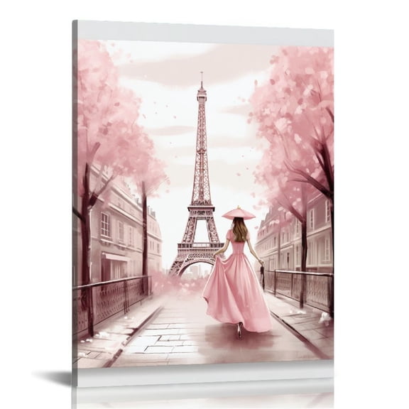 JRXY  Paris Eiffel Tower Canvas Wall Decor Pink London Street View Painting Big Ben Tower Pictures Posters Modern Building Artwork for Home Office  pattern2