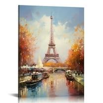 JRXY Paris Eiffel Tower Wall Art Paris Pictures Wall Decor Paris Eiffel Tower Canvas Painting Print Artwork Modern Home Decorations Framed for Living room Bedroom Office 12x16 in