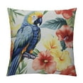 thumbnail image 1 of JRXY  Parrot Throw Pillow Cushion Cover, Tropic Pattern with Parrot Orchids and Hibiscus Flowers Hawaiian Jungle Style Image, Decorative Square Accent Pillow Case White Yellow White, 1 of 5