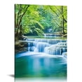thumbnail image 1 of JRXY Peaceful Waterfall Large Canvas Paintings Wall Art Modern Gallery Wrapped Landscape Forest Giclee Canvas Print Artwork Photo Pictures for Living Room Bedroom Decorations 16x20in 16x20 in, 1 of 4
