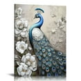 thumbnail image 1 of JRXY Peacock Decor Wall Art Peacock Pictures Bathroom Decor Peacock Canvas Print Framed Modern Painting Artwork For Kitchen Bedroom Bathroom Living Room Framed 16x20 in, 1 of 5
