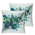 thumbnail image 1 of JRXY Peacock Feather 2-Piece Short Plush Pillowcase Set White, 1 of 6