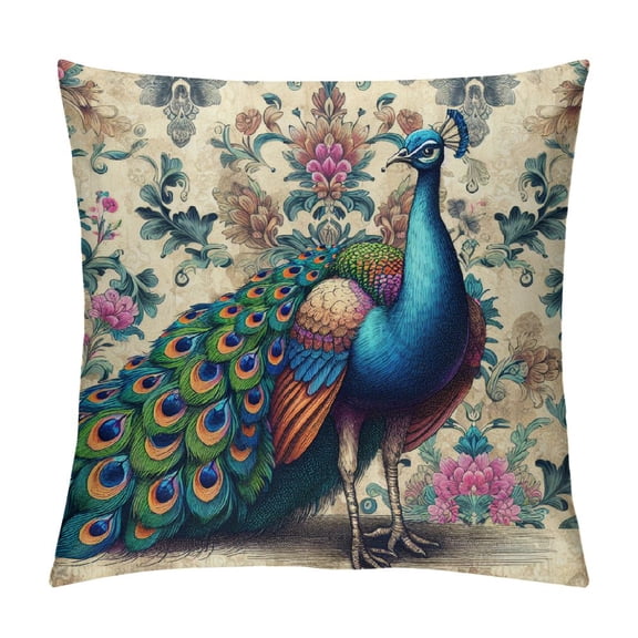 JRXY Peacock Throw Pillow Covers Only Decorative Square Pillowcases Cushion Cover White