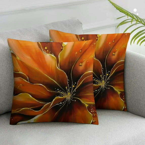 JRXY Pillow Covers Set of 2 Geometric Burnt Orange Flower Gold Line Marble Texture Throw Pillow Covers Decorative Pillow Covers for Couch Bed Chair Outdoor White