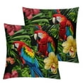 thumbnail image 1 of JRXY  Pillowcase 2pcs Pillow Cover Protector Pillow Sham Parrot Bird Floral Flower Tropical Animal Jungle Pillow Case with Zipper for Throw Pillow 18x18in, 1 of 7