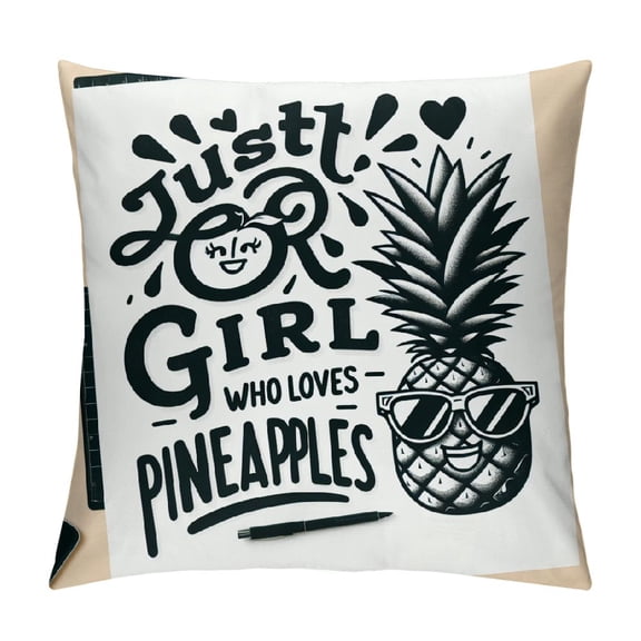 JRXY Pineapple Pillow Covers, Pineapple Gifts for Women,Flannel Decorative Pineapple Pillow Covers, Pineapple Gifts, Pineapple Decor, Just a Girl Who Loves Pineapple White