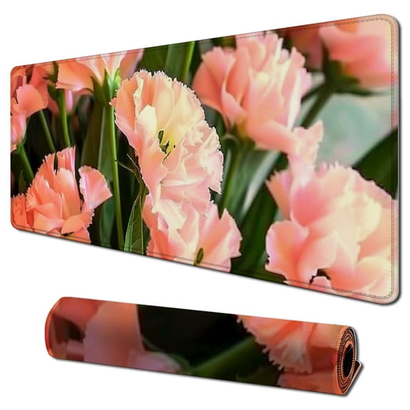 JRXY Pink Carnation Mouse Pad, 31.5 x 11.8 Inch Extended Size, Highly Durable Design, Superior Control Surface, Non-slip Rubber Base, Water-resistant Coating 31.5x11.8 in