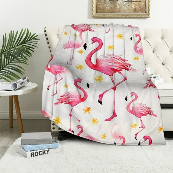 JRXY Pink Flamingo Blanket Gifts for Women Cute Tropical Lightweight Throw Blanket Home Living Room Bed Sofa Decor 60x80