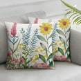 thumbnail image 1 of JRXY  Pink Wildflowers Spring Throw Pillow Cover, 2pcs Spring Flower Cushion Case for Sofa Couch White, 1 of 6