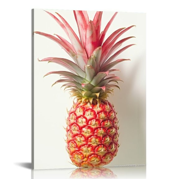 JRXY Plant Wall Art with Pink Pineapple on Pink Background - Tropical Green Plant Canvas Wall Decor Prints - Artwork Ready to Hang for Home Decoration 16x20 in