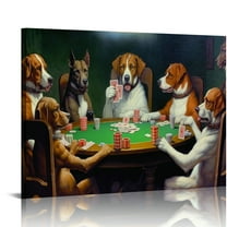 JRXY  Pokers Dogs (or Dogs Playing Cards) Canvas Print Wall Art Famous Painting Reproduction 20x16in