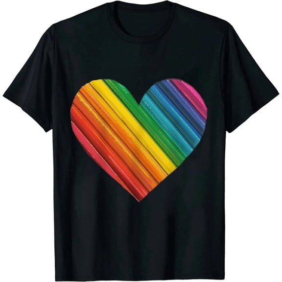 JRXY Pride Shirts for Women Rainbows Heart Print Graphic T-Shirt LGBT Gay Pride Tshirts Clothes Short Sleeve Tops Black