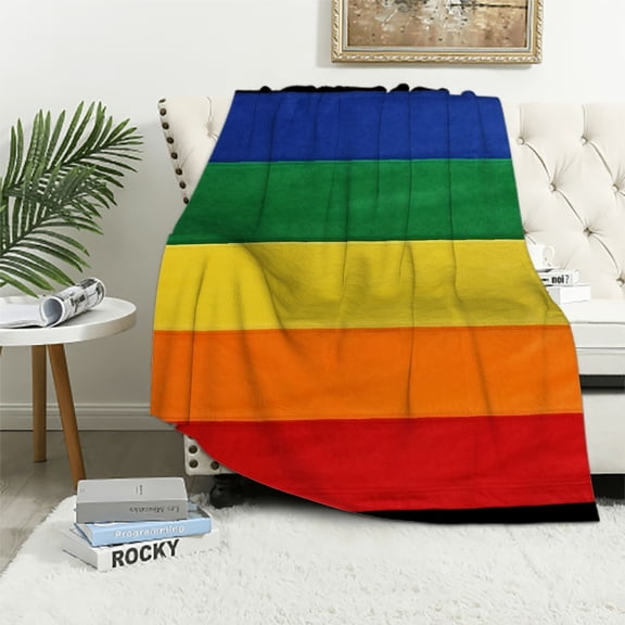 JRXY Pride Throw Blanket, Gay Pride Flag Blanket, Super-Soft Extra-Large LGBT Rainbow Pride Blanket Warm and Cozy Throw for Bed, Couch or Sofa, Gay Pride Accessories, Lesbian Pride Blanket White