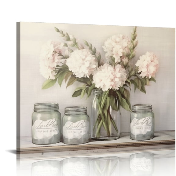 JRXY Pristine Hydrangea Bouquets Thankful Grateful Blessed Sentiment Framed Giclee Art Gray Framed 16x12in