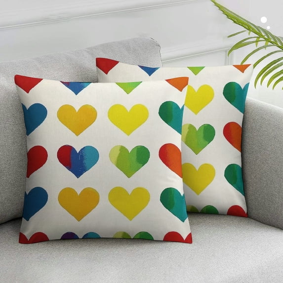 JRXY Progress Pride Rainbow Stripes Throw Pillow Covers, p.s. Love You LGBTQ Community Gay Lesbian Transgender Bisexual Cushion Case for Sofa Couch,Set of 2 White