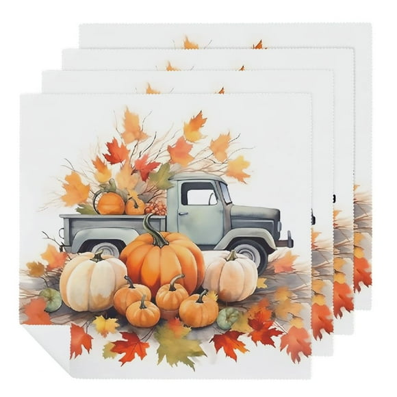 JRXY Pumpkin Fall Leaf Thanksgiving Cloth Napkins Reusable Fabric for Events Kitchen Decoration Set of 4 2 PCS