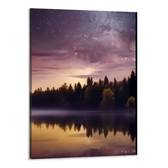 JRXY Purple Aurora Wall Art Canvas Prints Modern Landscape Nature Picture Painting Artwork for Bedroom Living Room Decor (Large) 16x20in