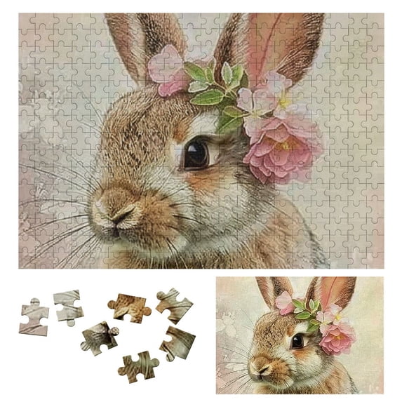 JRXY Rabbit Flower Beatrix Potter Wooden Jigsaw Puzzle Challenging Difficult Wood Puzzles for Adults Gift 300 PCS