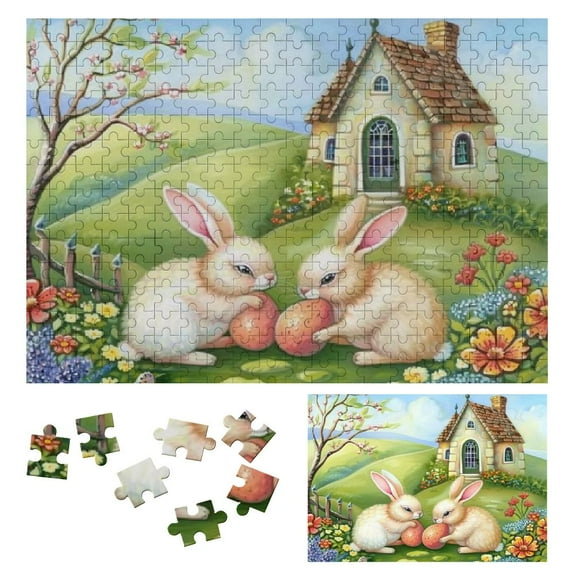 JRXY Rabbits Wooden Jigsaw Puzzle Challenging Difficult Wood Puzzles for Adults 300 PCS