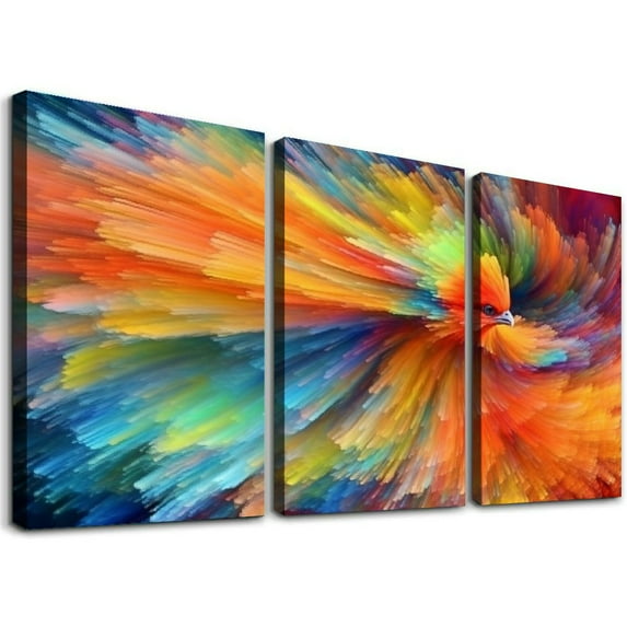 JRXY Rainbow Color Splash Modern Abstract Canvas Print Wall Art Paintings Poster Pictures For Living Room Home Decor, 12''x16''X3 Panels pattern3