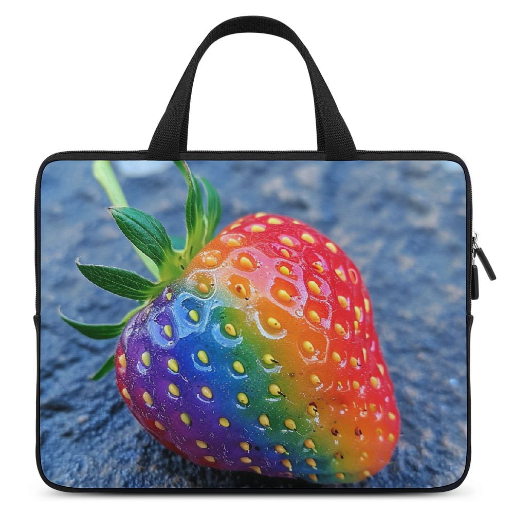 JRXY Rainbow Colored Strawberry Neoprene Laptop Carrying Bag Protective Handle Case 15inch