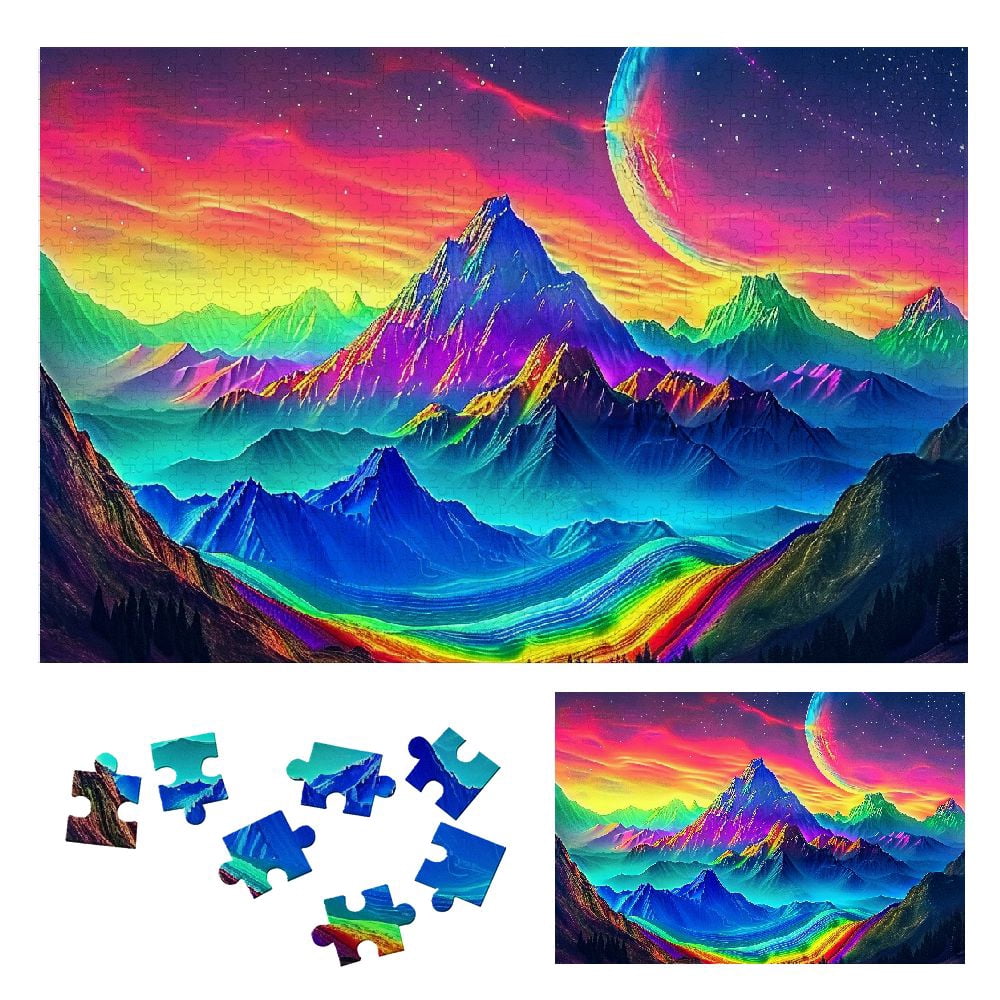 JRXY Rainbow Sky Stars Wooden Puzzle for Adults and Kids - Impossible ...