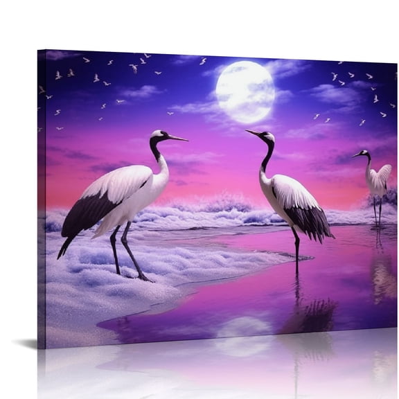 JRXY  Red Crowned Cranes Japan Birds Canvas Prints Poster Wall Art For Home Office Decorations  16x12in