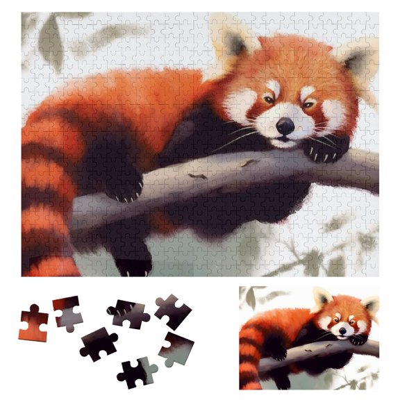 JRXY Red Panda Branch Sleeping Wooden Jigsaw Puzzle for Adults 500 PCS