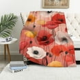 thumbnail image 1 of JRXY Red Poppy Garden Flannel Fleece Blanket White, 1 of 6