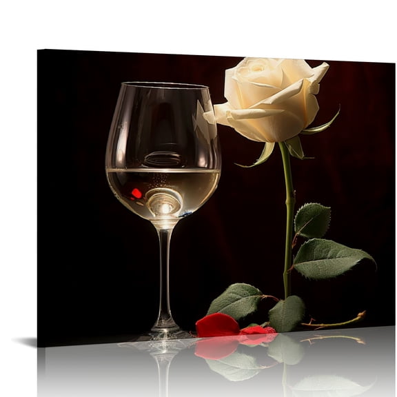 JRXY Red Wine Wall Art Wine Glass Pictures Wall Decor for Kitchen Red and Black Grey Cup Canvas Prints Vintage Wine Cask Paintings for Dining Room Contemporary Bar Artwork Home Decorations  16x12in