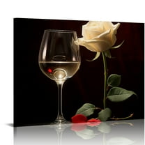 JRXY Red Wine Wall Art Wine Glass Pictures Wall Decor for Kitchen Red and Black Grey Cup Canvas Prints Vintage Wine Cask Paintings for Dining Room Contemporary Bar Artwork Home Decorations  20x16in