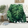 thumbnail image 1 of JRXY Ropical Green Leaves Summer Palm Leaf Durable Easy Care Decorative Flannel Fleece Blanket White, 1 of 6