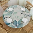 thumbnail image 1 of JRXY  Round Table Cloth Watercolor Green Leaf Tablecloth Elastic Edge Fitted Table Cover Leaves Fits Tables White, 1 of 7