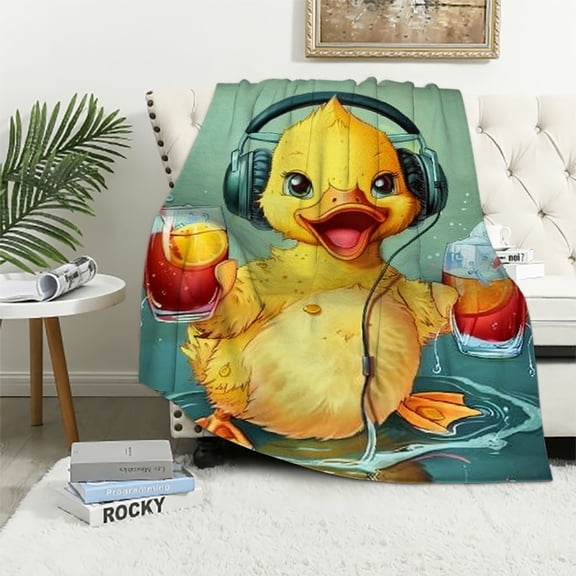 JRXY Rubber Duck Yellow Throw Blanket Super Soft Cozy Duck Blankets for Couch Bed Duck Gifts for Duck Lovers Duck Bathroom Decor Lightweight and Durable White