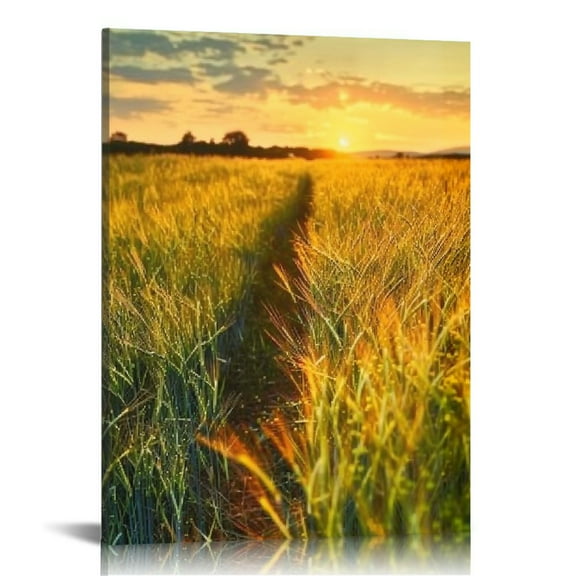 JRXY Rural Landscape Wall Art Canvas Rural Landscape with Wheat Field on Sunset Posters and Prints Decorative Modern Home Decoration Wall Home Decor Wall Art for Living Room 12x16 in