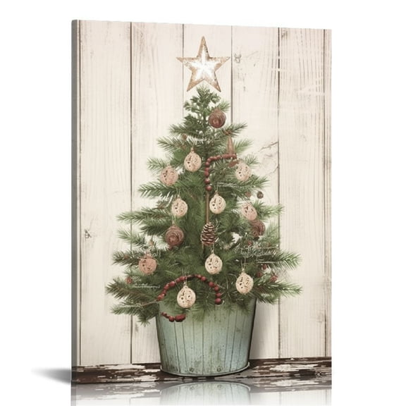 JRXY Rustic Seashell Christmas Tree Canvas Wall Art, Design by Cindy Jacobs 16x20 in