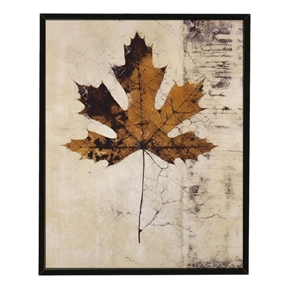 JRXY Rustic Vintage Farmhouse Fall Maple Leaf Watercolor Drawing Framed Wall Art Canvas Prints Decor, Thanksgiving Gifts for Home Bedroom, Living Room, Office 12x16in