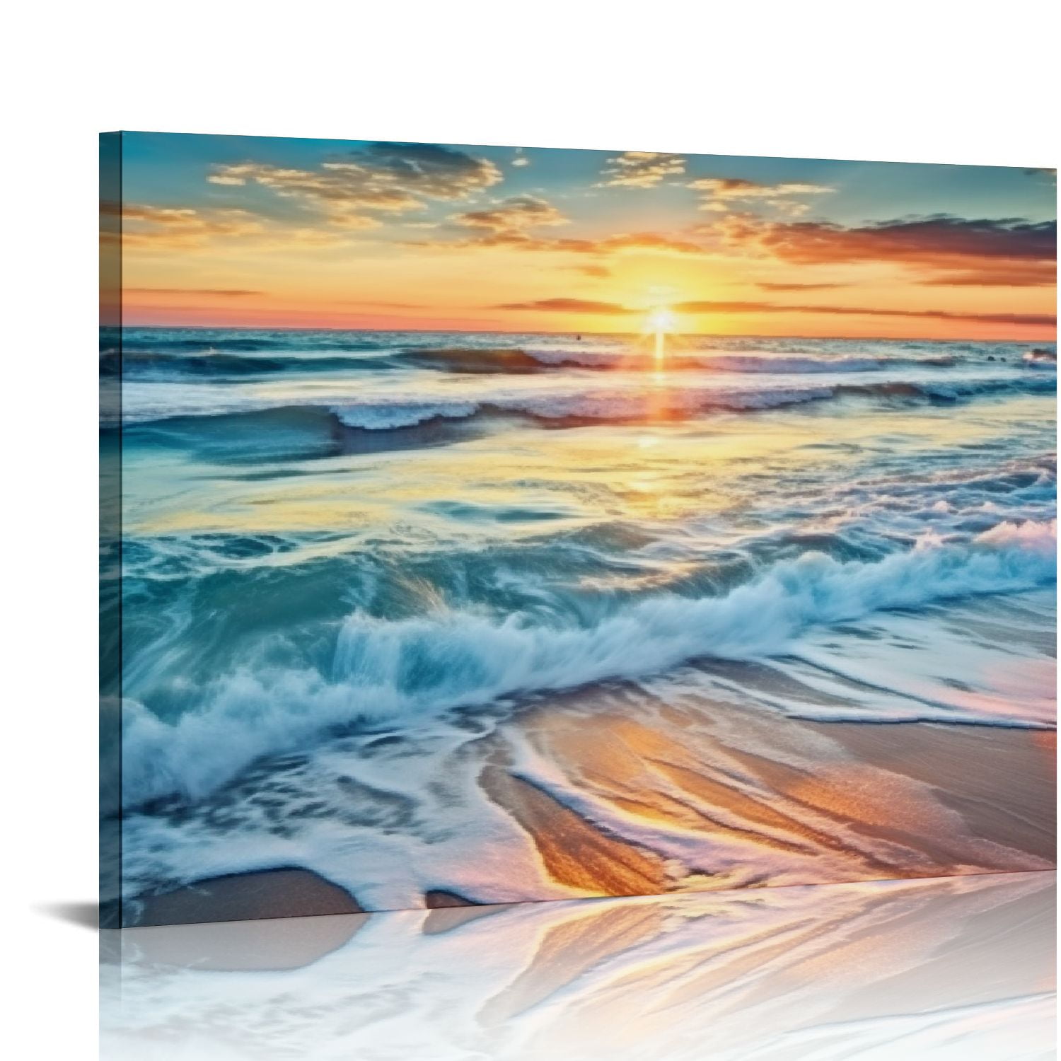 JRXY S02275 Canvas Prints Wall Art Beach Sunset Ocean Waves Nature ...