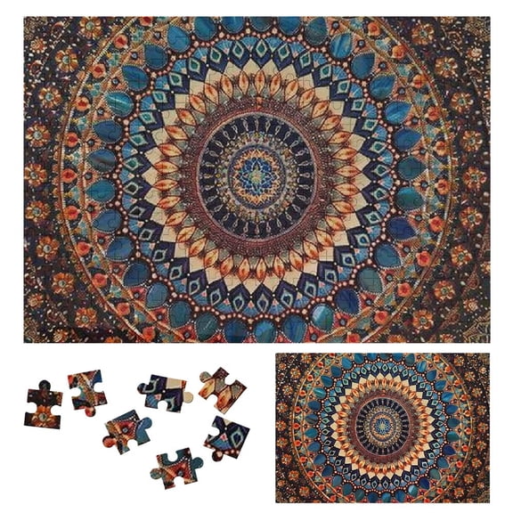 JRXY Sacred Geometry Mosaic Circular Design Wooden Puzzle Gift for Family Friends 300 PCS