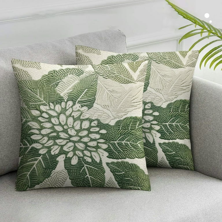 JRXY Sage Green Decorative Dahlia Boho Lumbar Pillow Covers