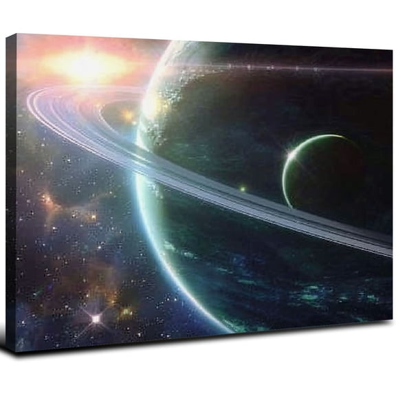 JRXY Satellite View Canvas Set,Outer Space Stars Print Creative Galaxy Wall Art Decor for Bedroom, Modern Home Decor Universe Artwork Wall Print Planetary Wall Decor Astronomy Abstract Art 20x16inch