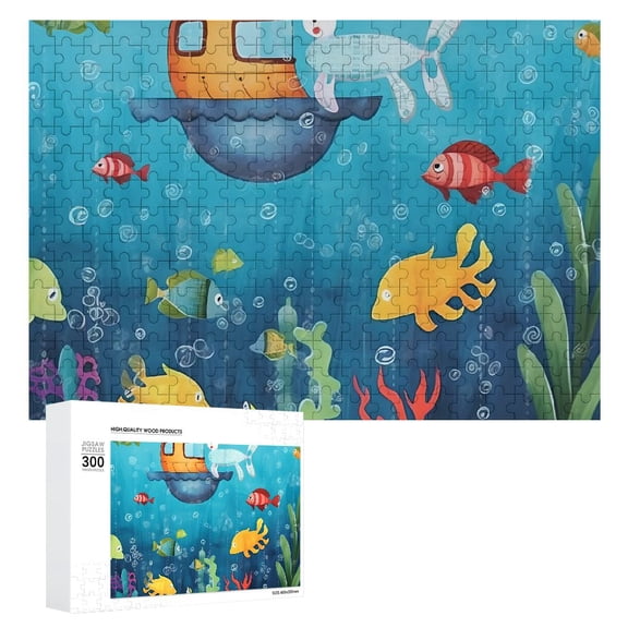 JRXY Sea Animals Bubbles Wooden Jigsaw Puzzle Gift for Family Friends 300 PCS