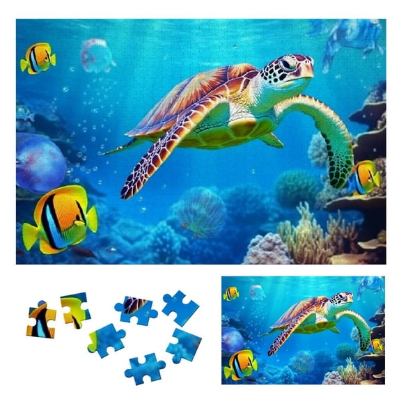 JRXY Sea Turtle Wooden Jigsaw Puzzle - Premium Eco-Friendly Wood - Relaxing and Engaging Puzzle Game - Home Decor Art Piece 1000 PCS