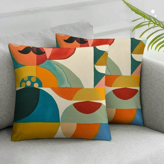 JRXY Set of 4 Boho Spring Rainbow Throw Pillow Covers ,Colorful Geometric Cushion Covers,Modern Home Decor Pillow Cases,Rainbow Square Cushion Cases White