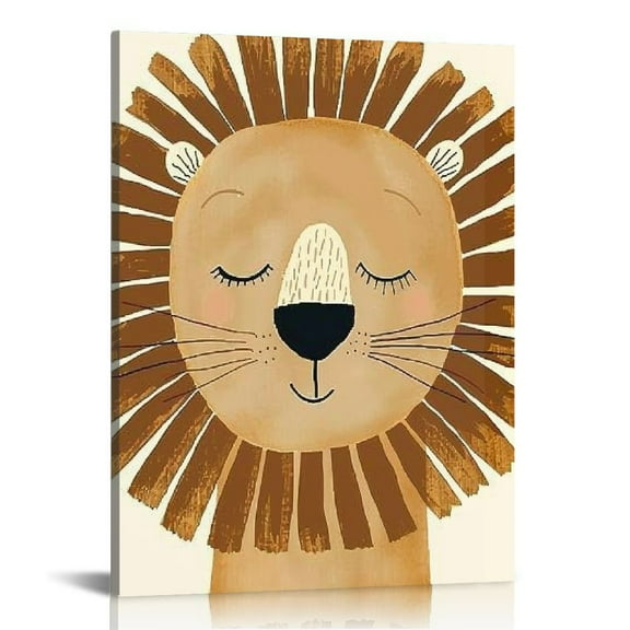 JRXY Set of 6 Safari cartoon animal wall prints,  Pieces Of Lion,Tiger,Giraffe Line Prints Canvas Wall Art, Cartoon Wall Decor for Bedroom, Living Room  12x16 in