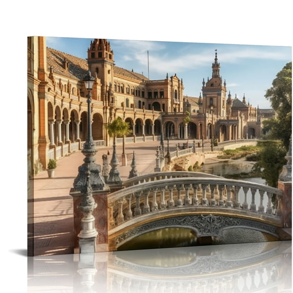 JRXY  Seville Spain Poster Wall Art Canvas Prints Decor、For Office Living Room Bedroom Home Decorations  20x16in