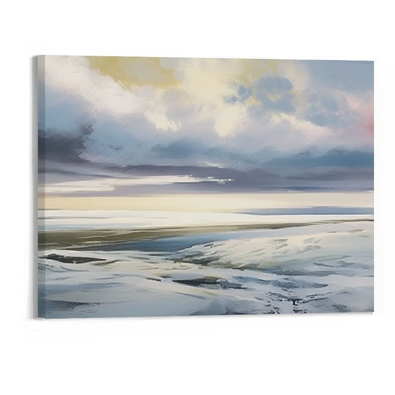 JRXY Size Canvas Wall Art Seaside Abstract Beach Style With Gold Oil And Textured Finish for Home Decoration (The waves of the sea beach, 20x16 Inch) Picture 5