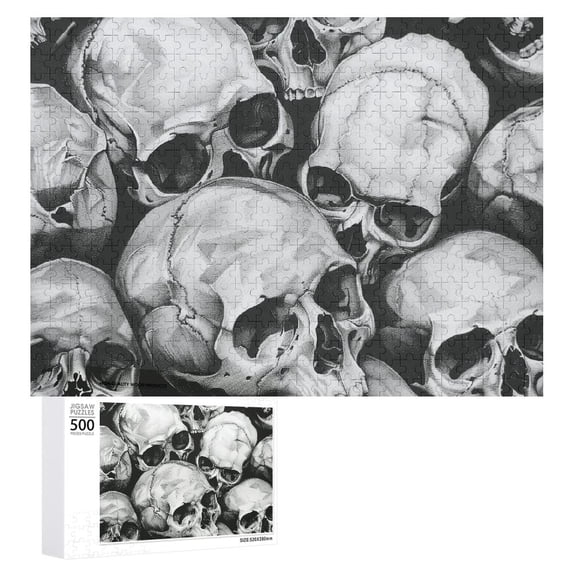 JRXY Skulls Wooden Jigsaw Puzzle Challenging Difficult Wood Puzzles for Adults Gift for Family Friends 500 PCS