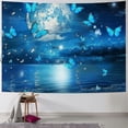 thumbnail image 1 of JRXY  Small Full Moon over Ocean Tapestry Wall Hanging Psychedelic Teal Butterfly Tapestry Starry Night Sky Moon and Stars Tapestries for Teen Kids Bedroom Living Room Dorm Home Decor Painting, 1 of 6